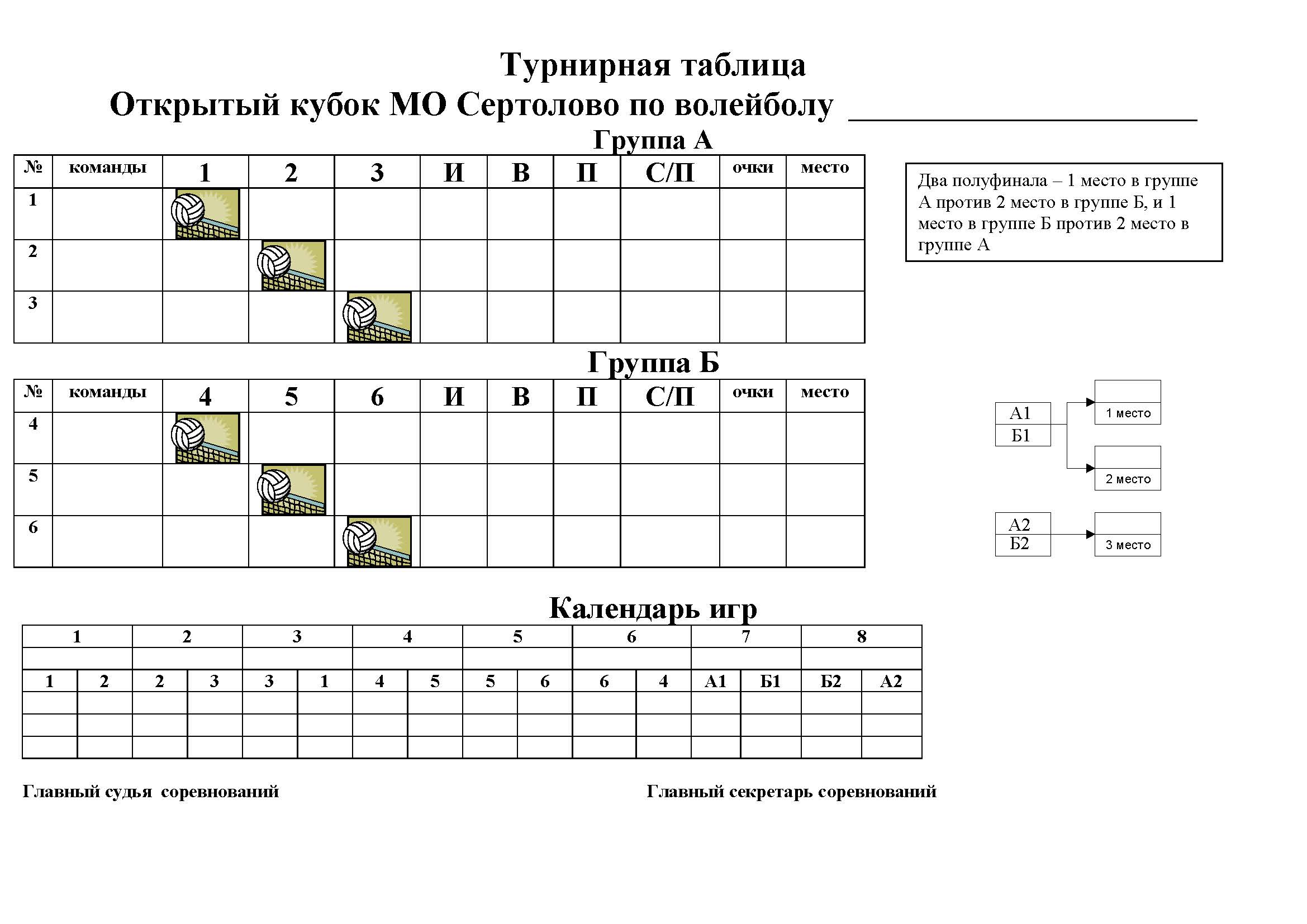 Круговая схема волейбол